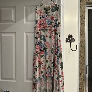 Cute sleeveless multicolored high low dress